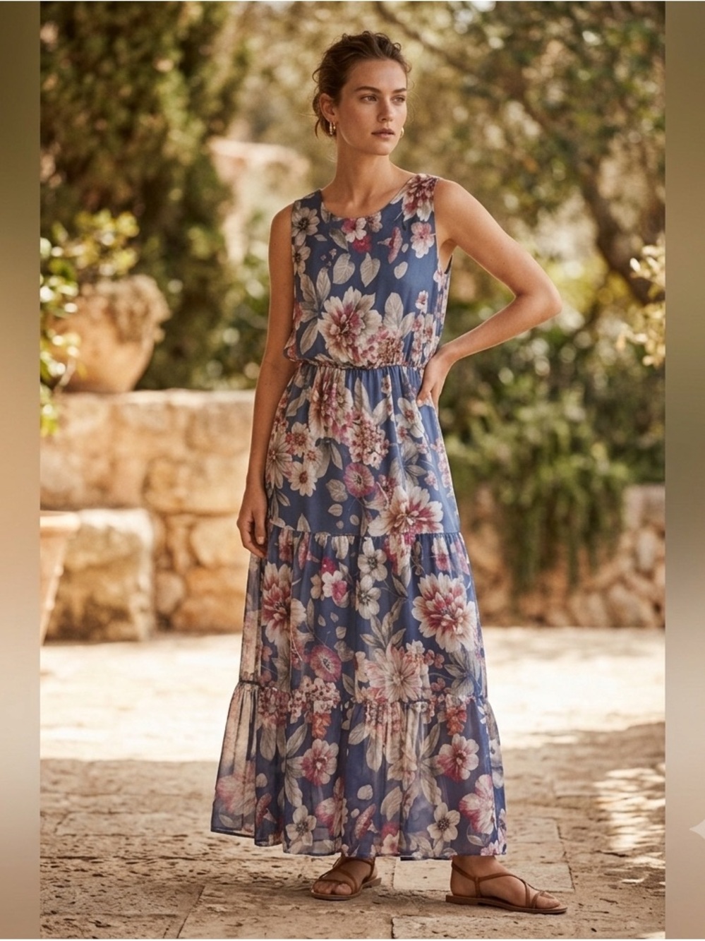 Lara G Women's Silk Floral Maxi Dress